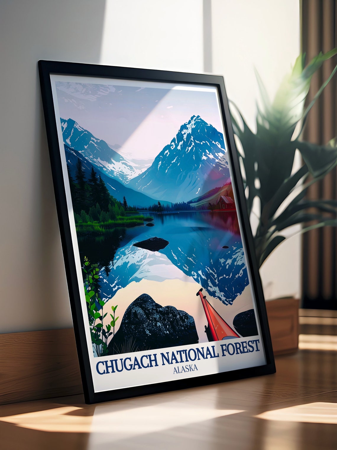 Chugach National Forest Alaska Lake Kayak Mountain Scenery Poster - Image 2