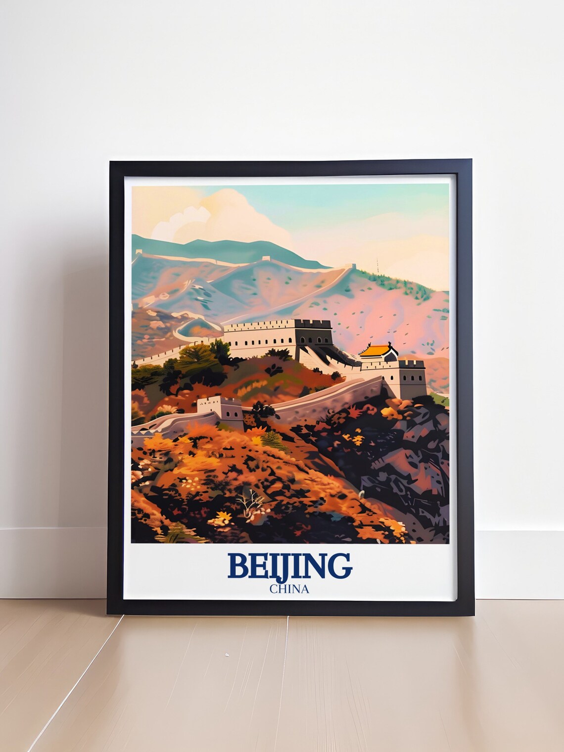Beijing Great Wall of China Autumn Mountains Vintage Travel Poster - Image 4