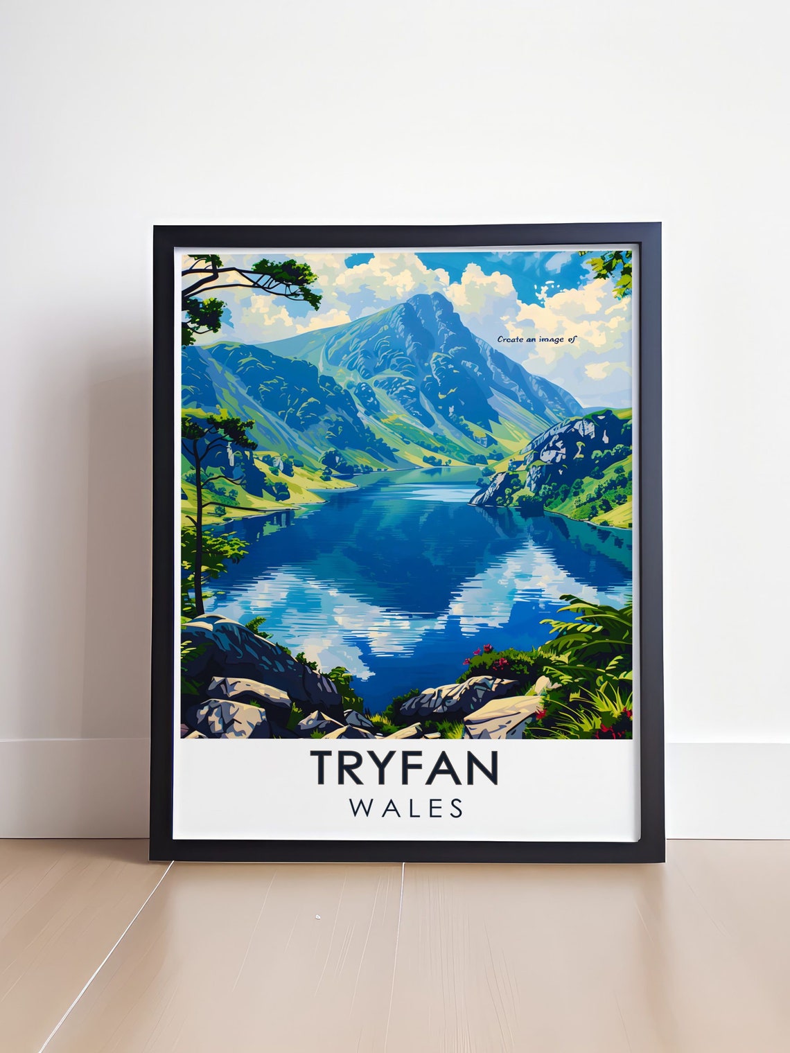 Tryfan Wales Llyn Ogwen Lake with Mountain Reflection Poster - Image 4