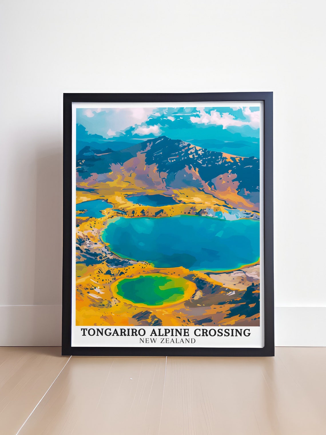 Tongariro Alpine Crossing New Zealand Emerald Lakes Graphic Poster - Image 4