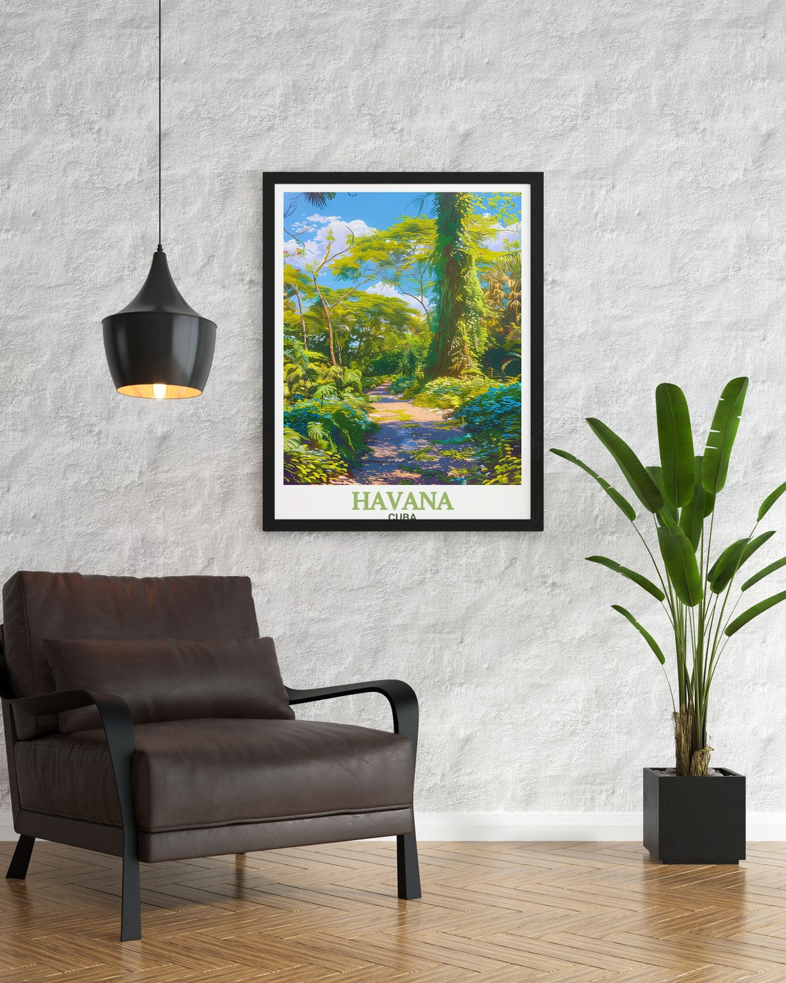 Havana Cuba Parque Almendares Tropical Jungle Path Art Classic Poster - Image 2