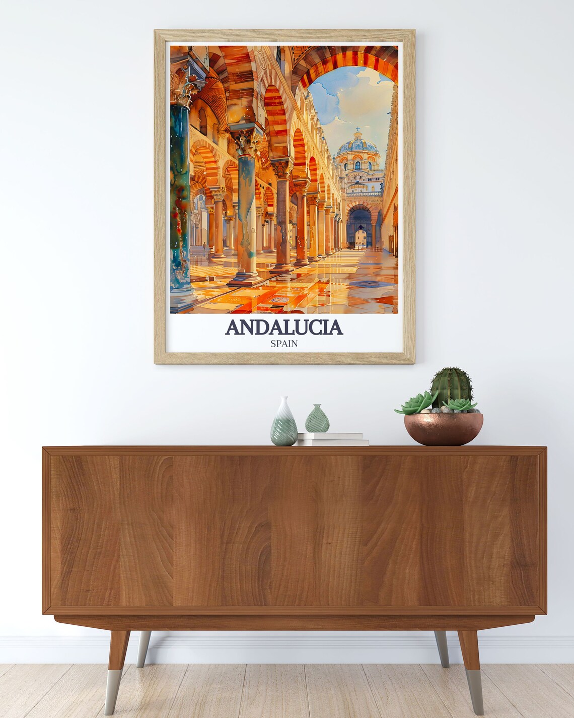 Andalucia Spain Cordoba Mezquita Arches Watercolor Travel Poster - Image 2