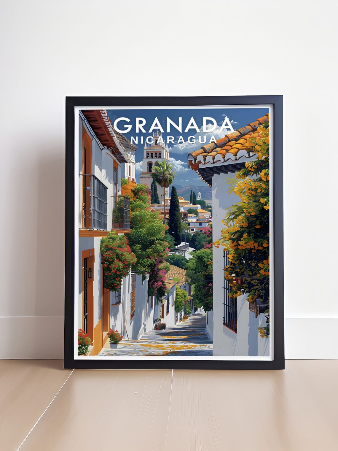 Granada Nicaragua Colonial Street Cathedral Tower Central America Poster - Image 4