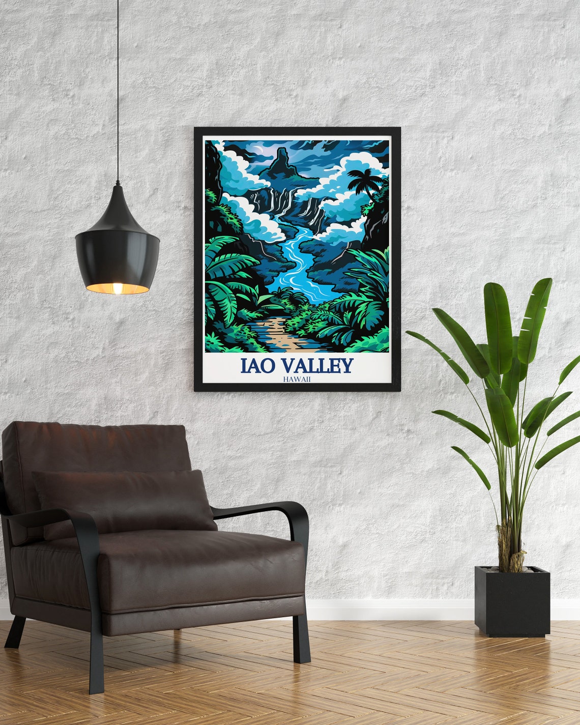 Iao Valley Hawaii Dramatic Moonlit Waterfalls And River Gorge Poster - Image 3