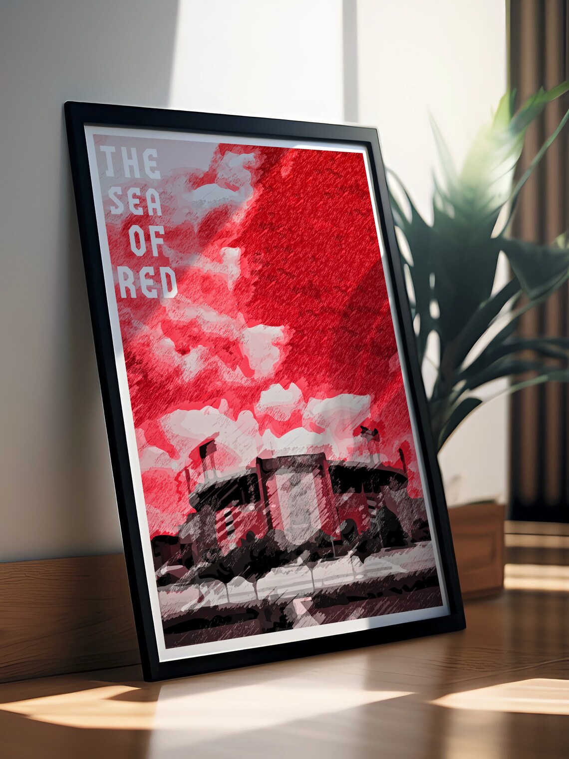 Memorial Stadiumtravel Print Minimalistic Memorial Stadium Poster Sea Of Red Memorial Stadium And Missouri Tigers Poster - Image 2