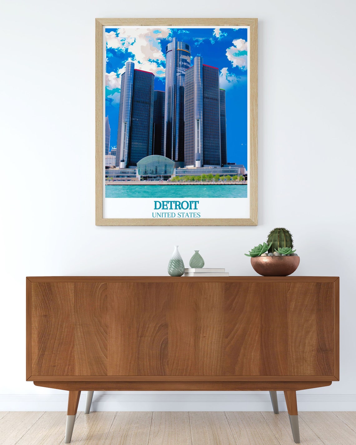 Detroit United States Renaissance Center Riverfront Skyline Poster - Image 2