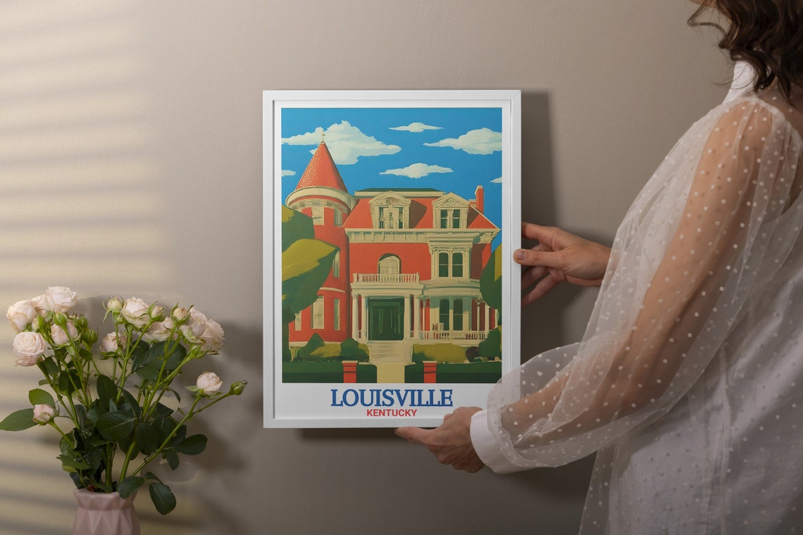 Old Louisville Victorian Mansion With Red Turret Travel Poster - Image 3