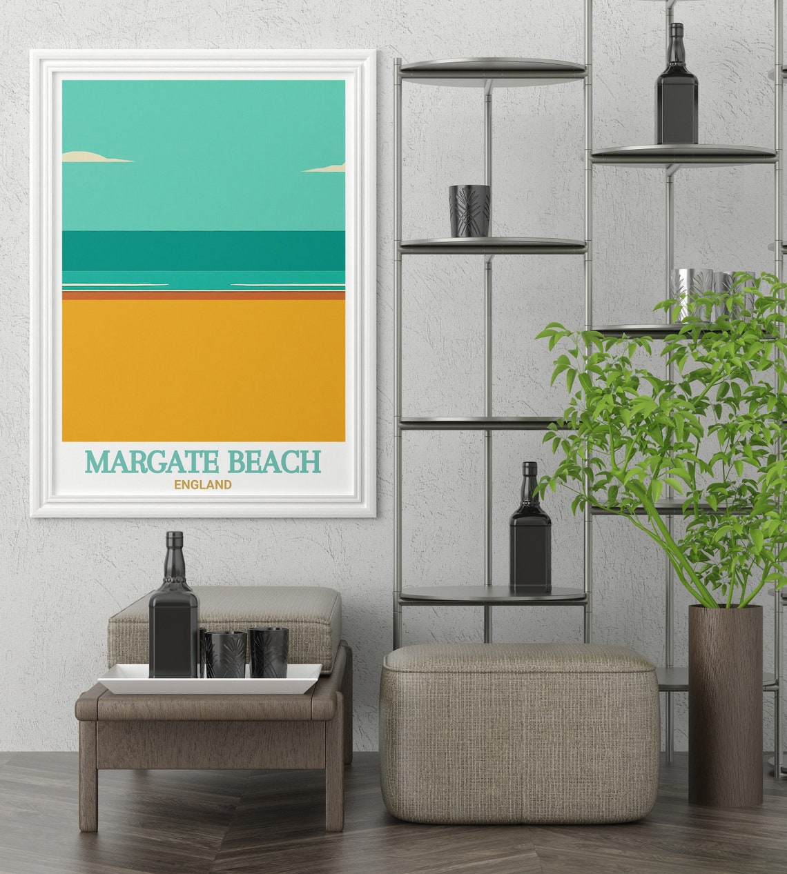 Margate Beach England Minimalist Abstract Golden Sand Sea Poster - Image 2