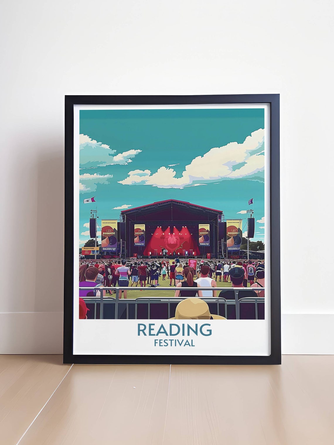 Reading Festival Illustrated Main Stage And Crowd Under Sky Poster - Image 4