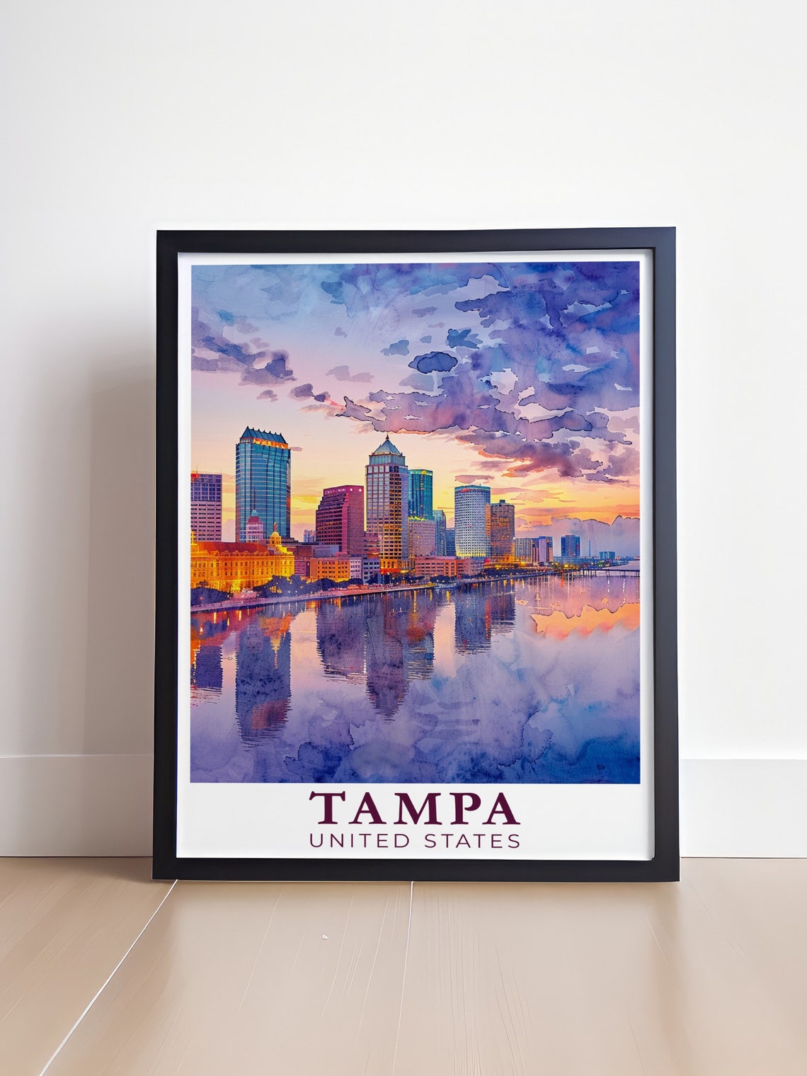 Tampa Travel Print Skyline Tampa Bay Poster For Tampa Lovers And Art Enthusiasts Skyline Tampa Bay Wall Art For Your Home - Image 4
