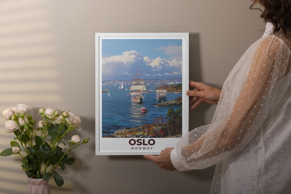 Oslo Art Collection Oslo Fjord Print Norwegian Wall Art Vintage Travel Poster Norway Travel Poste Norway Travel Posterr - Image 3