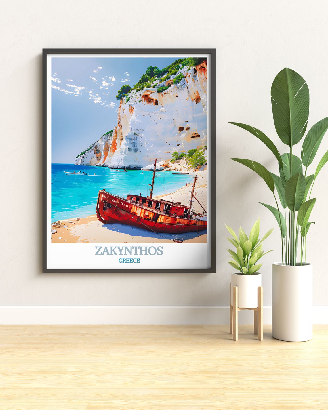 Zakynthos Navagio Beach Shipwreck White Cliffs Travel Poster - Image 3