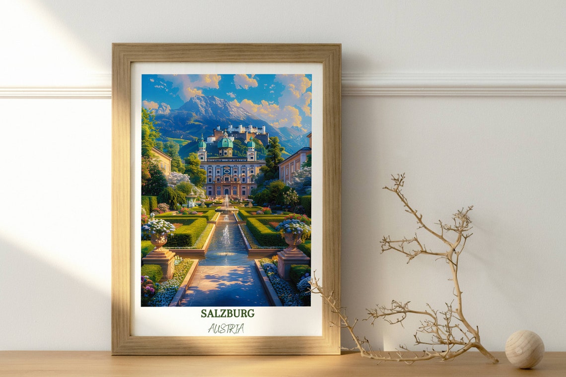 Salzburg Print Salzburg Home Dcor Mirabell Palace And Gardens Wall Art For Travel Enthusiast Salzburg Austria Poster - Image 3
