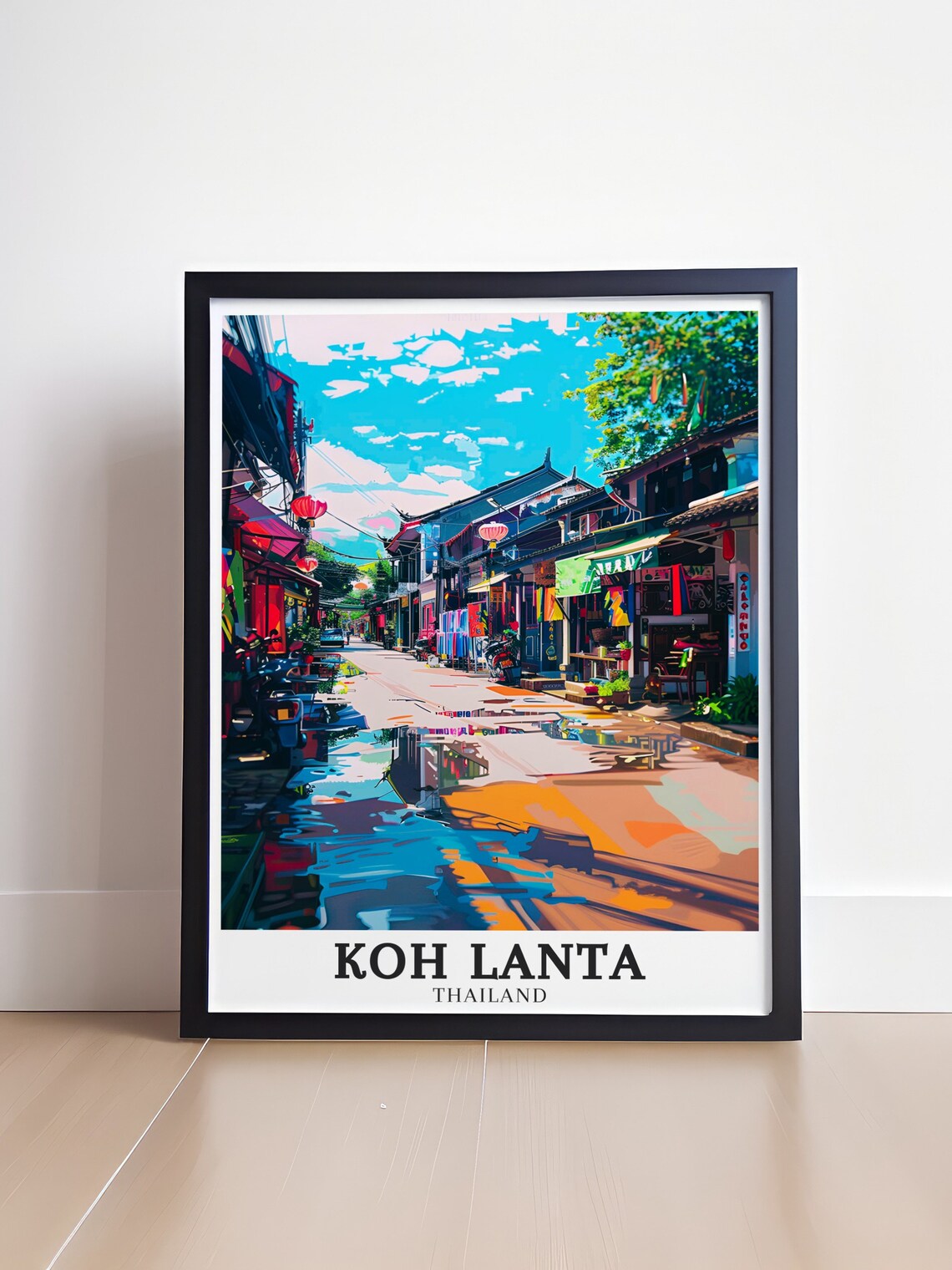 Koh Lanta Thailand Colourful Old Town Lantern Street Scene Poster - Image 4
