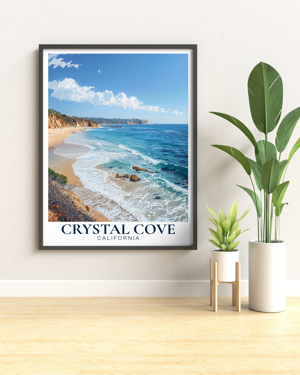 Crystal Cove California Sandy Beach Ocean Cliffs Wave Poster - Image 2