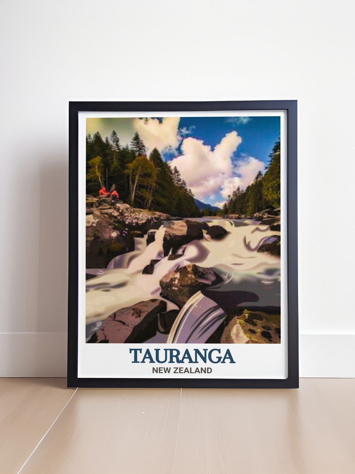 Tauranga New Zealand Forest Waterfall Rushing Rapids Travel Poster - Image 4