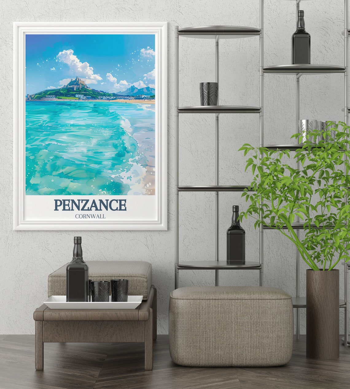 Penzance Cornwall St Michaels Mount Turquoise Bay View Poster - Image 3
