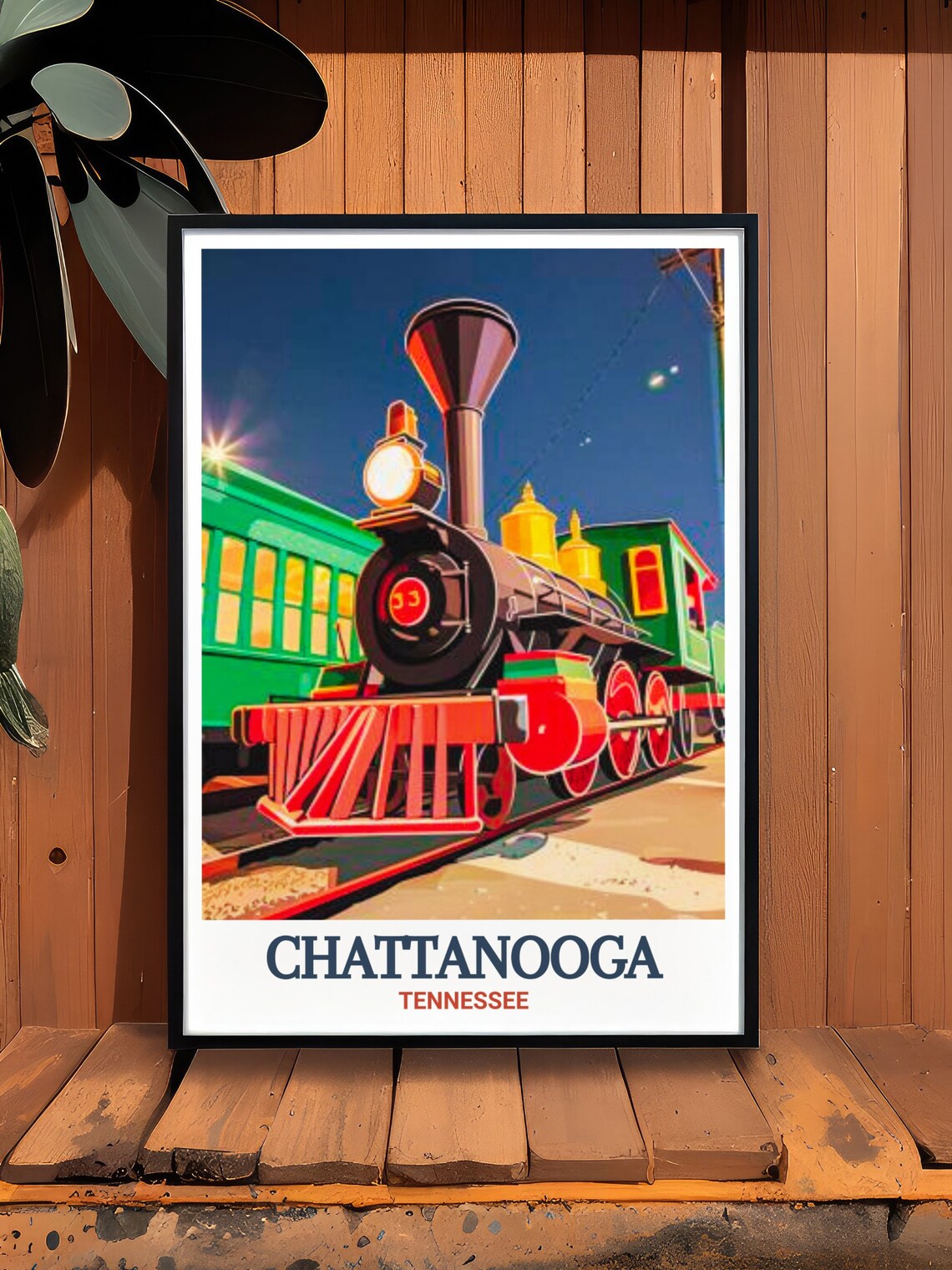 Chattanooga Tennessee Vintage Steam Locomotive Travel Poster - Image 2