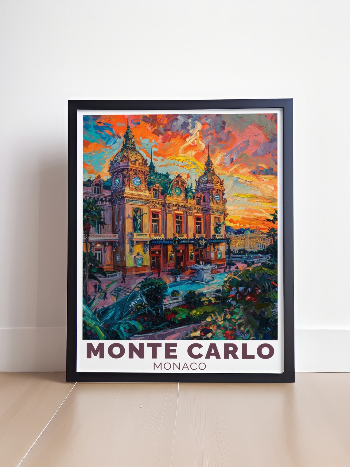Monte Carlo Casino Sunset Impressionist Glamour Monaco Travel Poster - Image 4