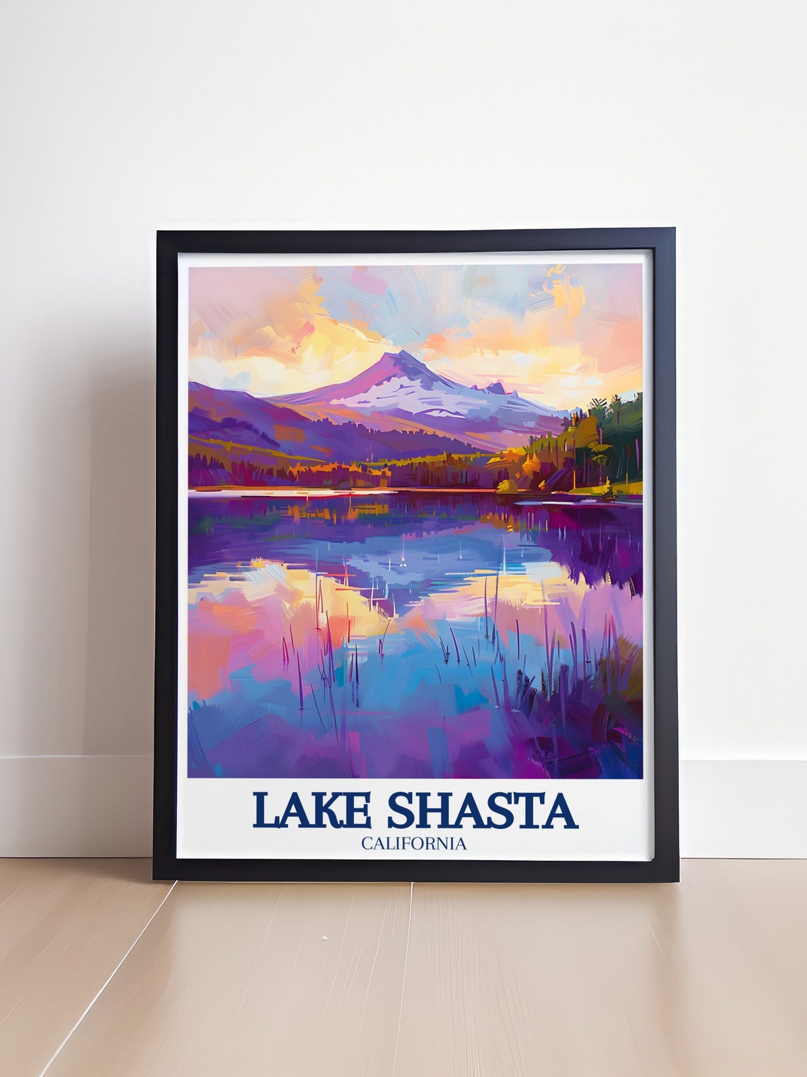 Lake Shasta Mount Shasta Mirror Reflection California Travel Poster - Image 4