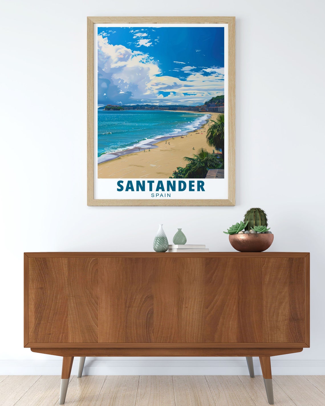 Santander Spain Playa del Sardinero Sunny Summer Beach Poster - Image 3
