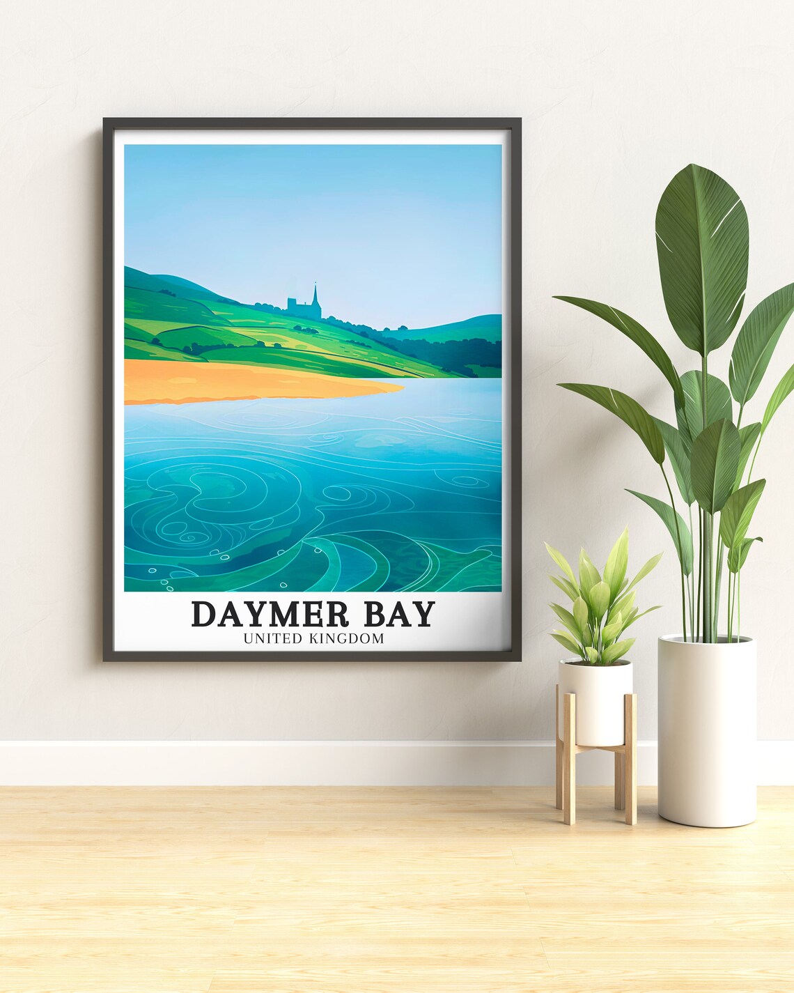 Daymer Bay Beach Dunes Church Cornwall Coast Vintage Travel Poster - Image 2