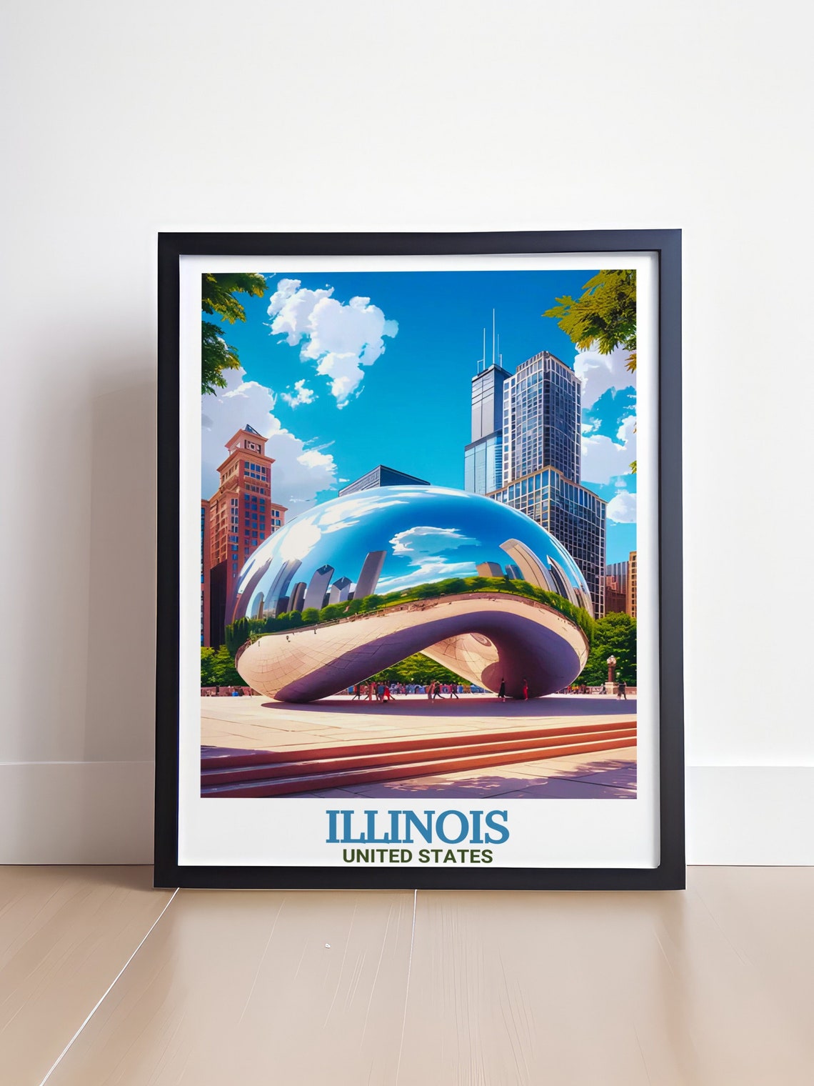 Illinois Chicago Cloud Gate Bean Sculpture Millennium Park Poster - Image 4