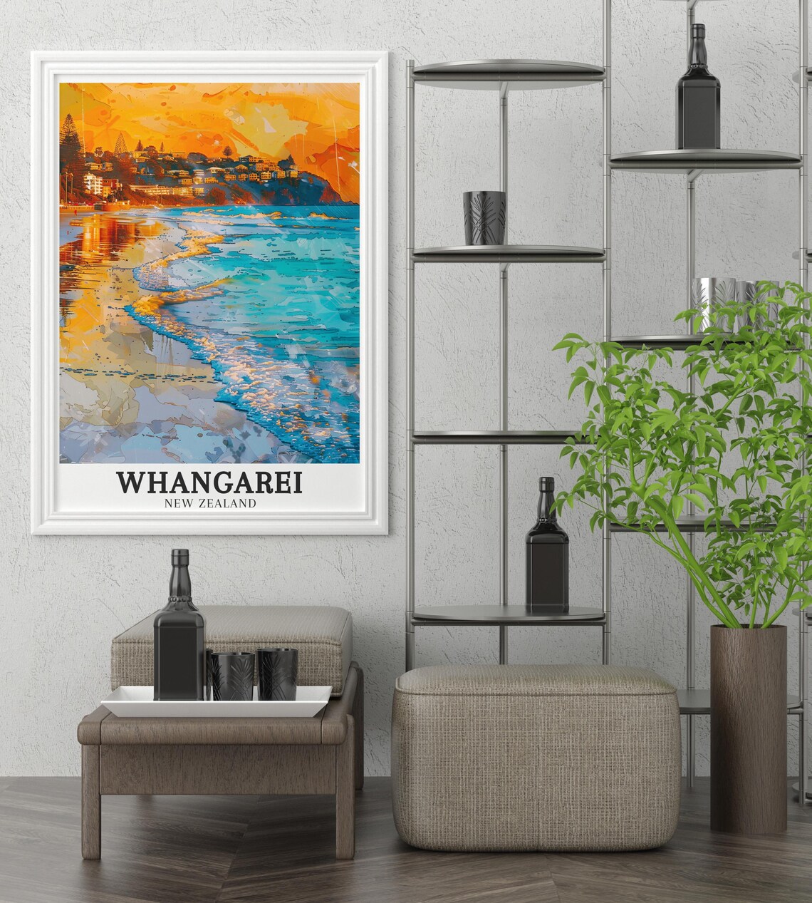 Whangarei New Zealand Sunset Beach Golden Waves Coastal Poster - Image 2