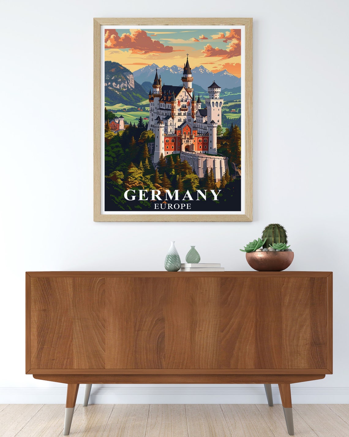 Neuschwanstein Castle Dramatic Sunset Bavaria Germany Travel Poster - Image 2