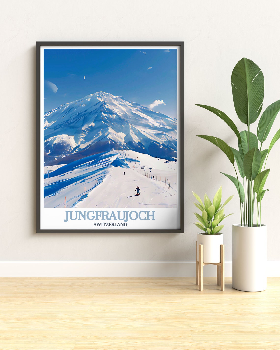 Sunny Jungfraujoch Switzerland Alpine Ski Slope Travel Poster - Image 2