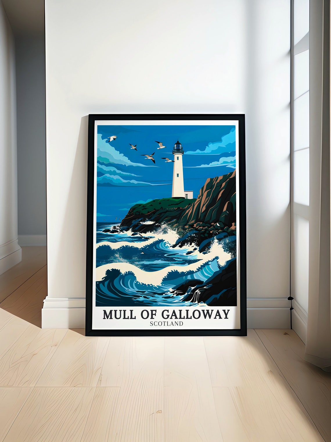 Mull of Galloway Lighthouse Crashing Waves Scotland Travel Poster - Image 4