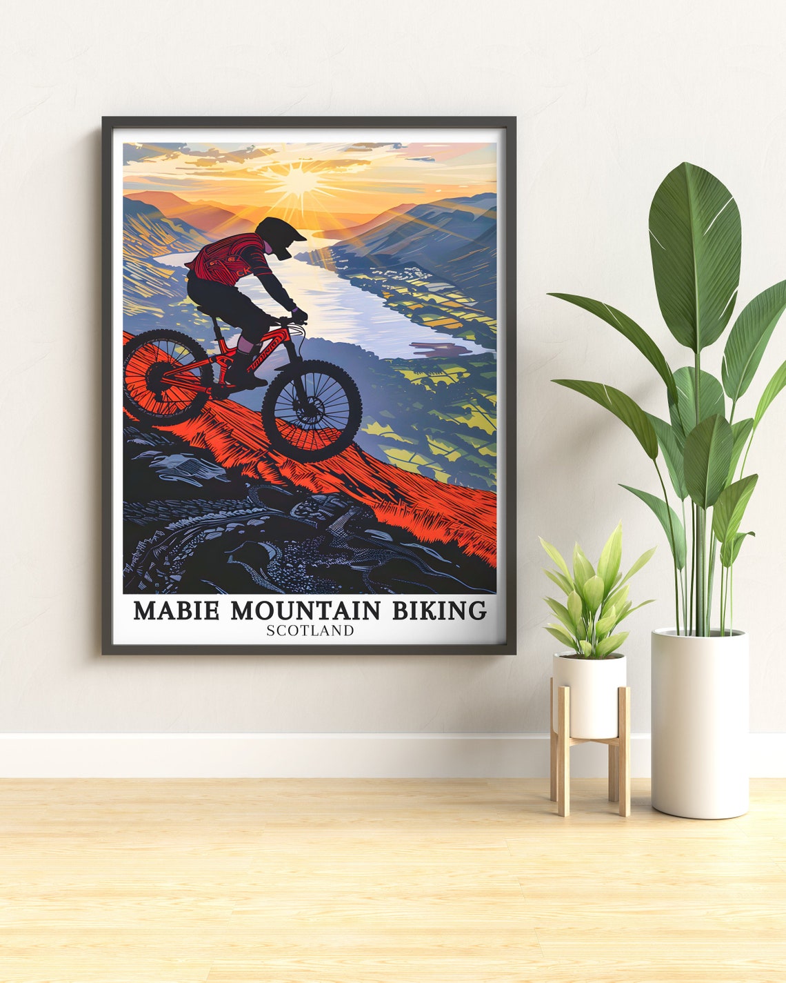 Mabie Mountain Biking Scotland Sunrise Ridge Silhouette Poster - Image 2