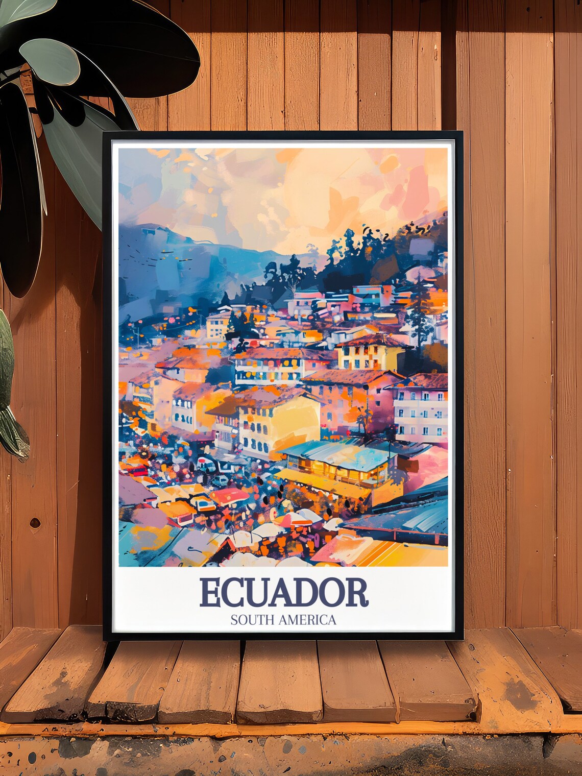 Ecuador Otavalo Market Colorful Colonial Town Street Painting Poster - Image 2