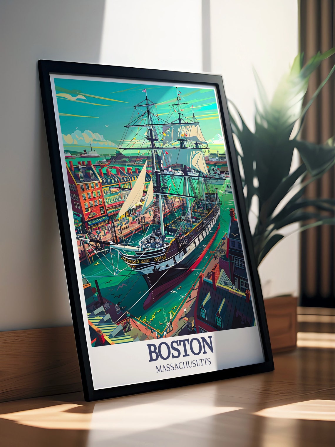 Massachusetts Boston USS Constitution Tall Ship Harbor Poster - Image 2