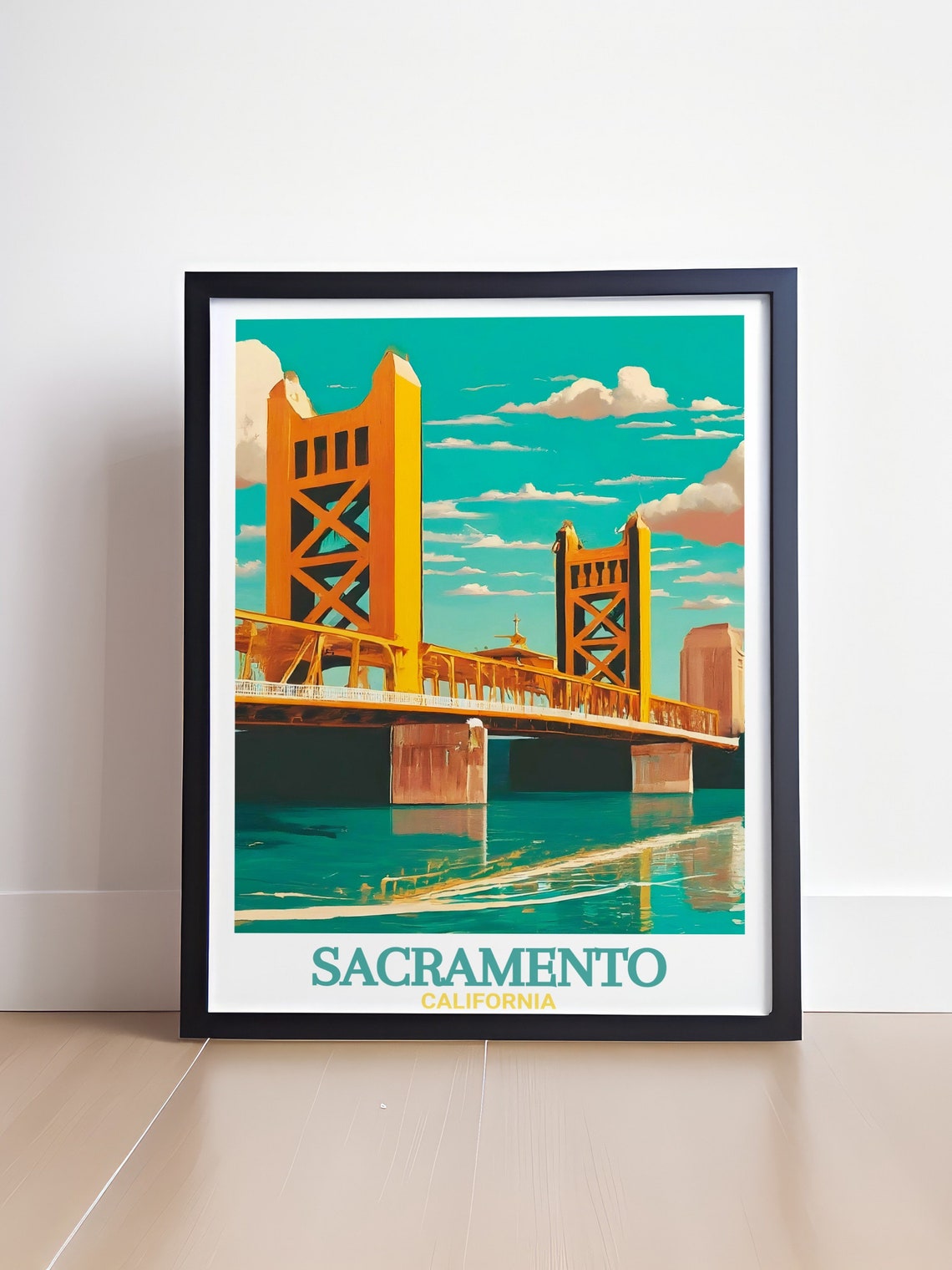 Sacramento Tower Bridge Golden Lift Bridge California Poster - Image 4