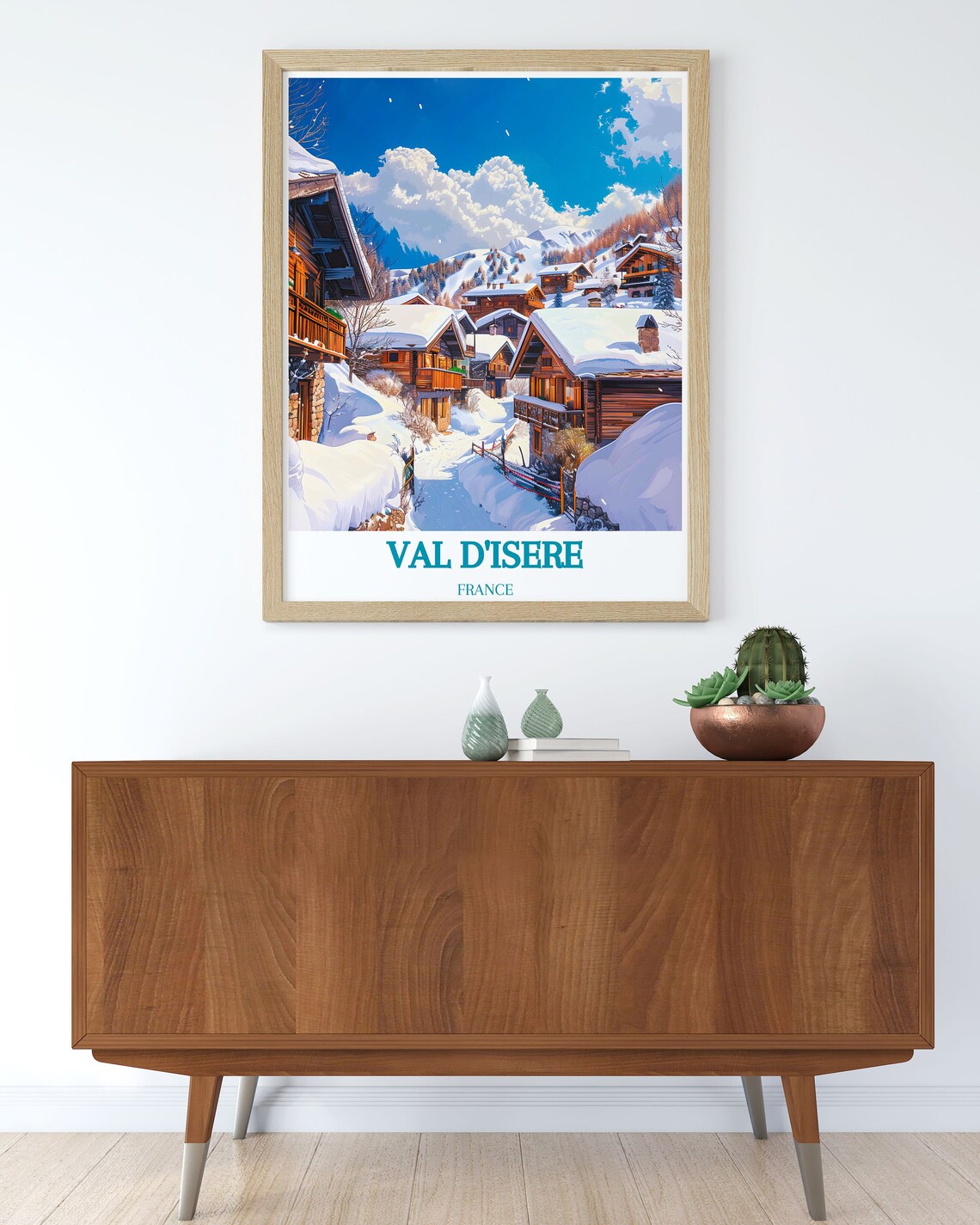 Val d'Isere Snowy Alpine Village Wooden Chalets French Alps Poster - Image 2