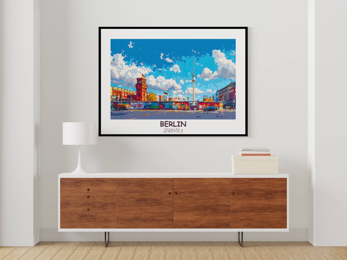 Berlin Graffiti Wall with TV Tower Colorful Street Scene Poster - Image 3