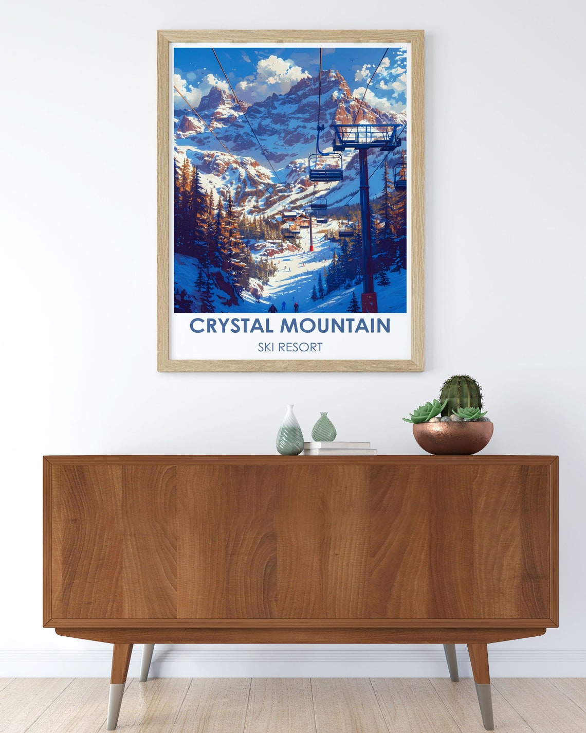 Crystal Mountain Ski Resort Chairlift Over Powder Slopes Poster - Image 3