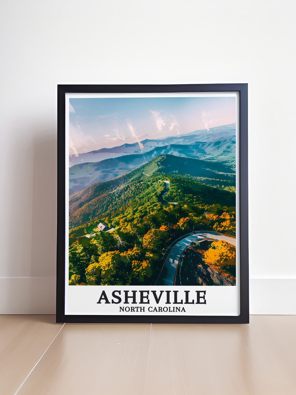 Asheville Blue Ridge Parkway Autumn Mountain Overlook Poster - Image 4