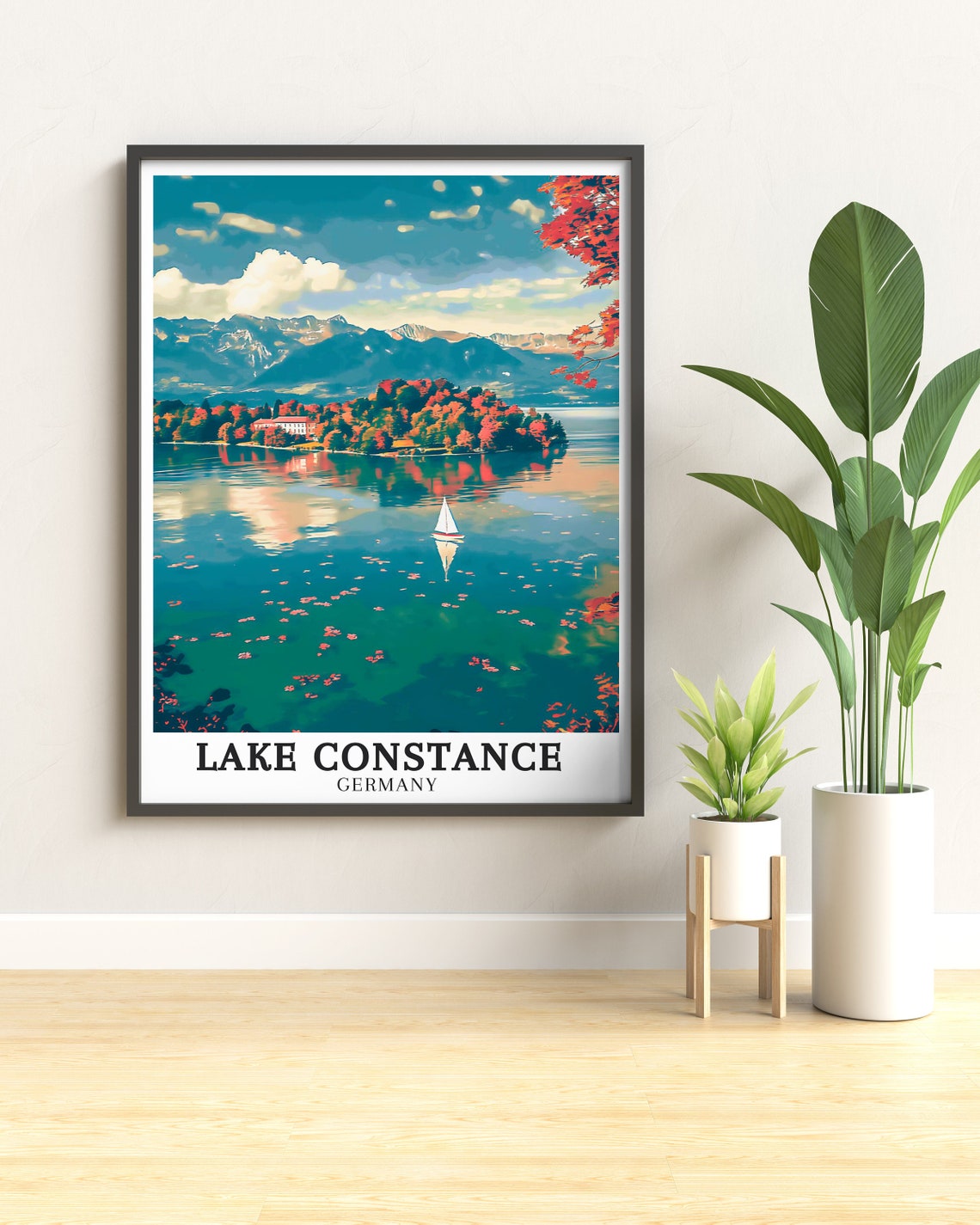 Lake Constance Mainau Island Autumn Sailboat Germany Scenic Poster - Image 3