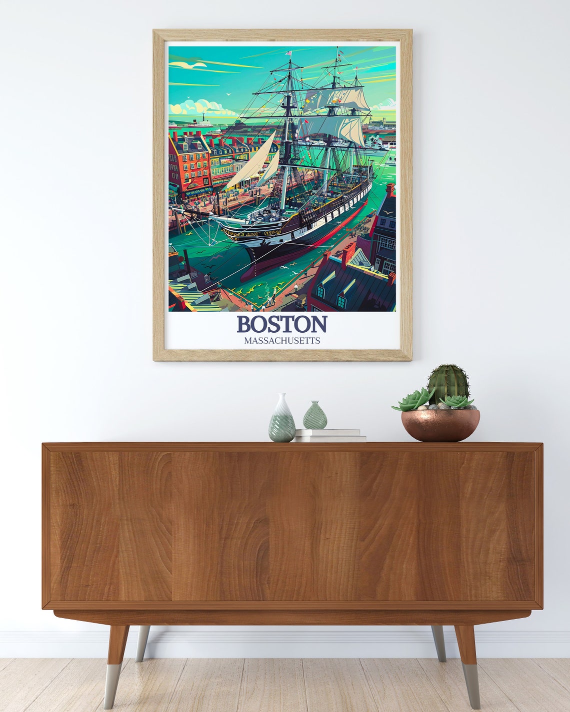 Massachusetts Boston USS Constitution Tall Ship Harbor Poster - Image 3