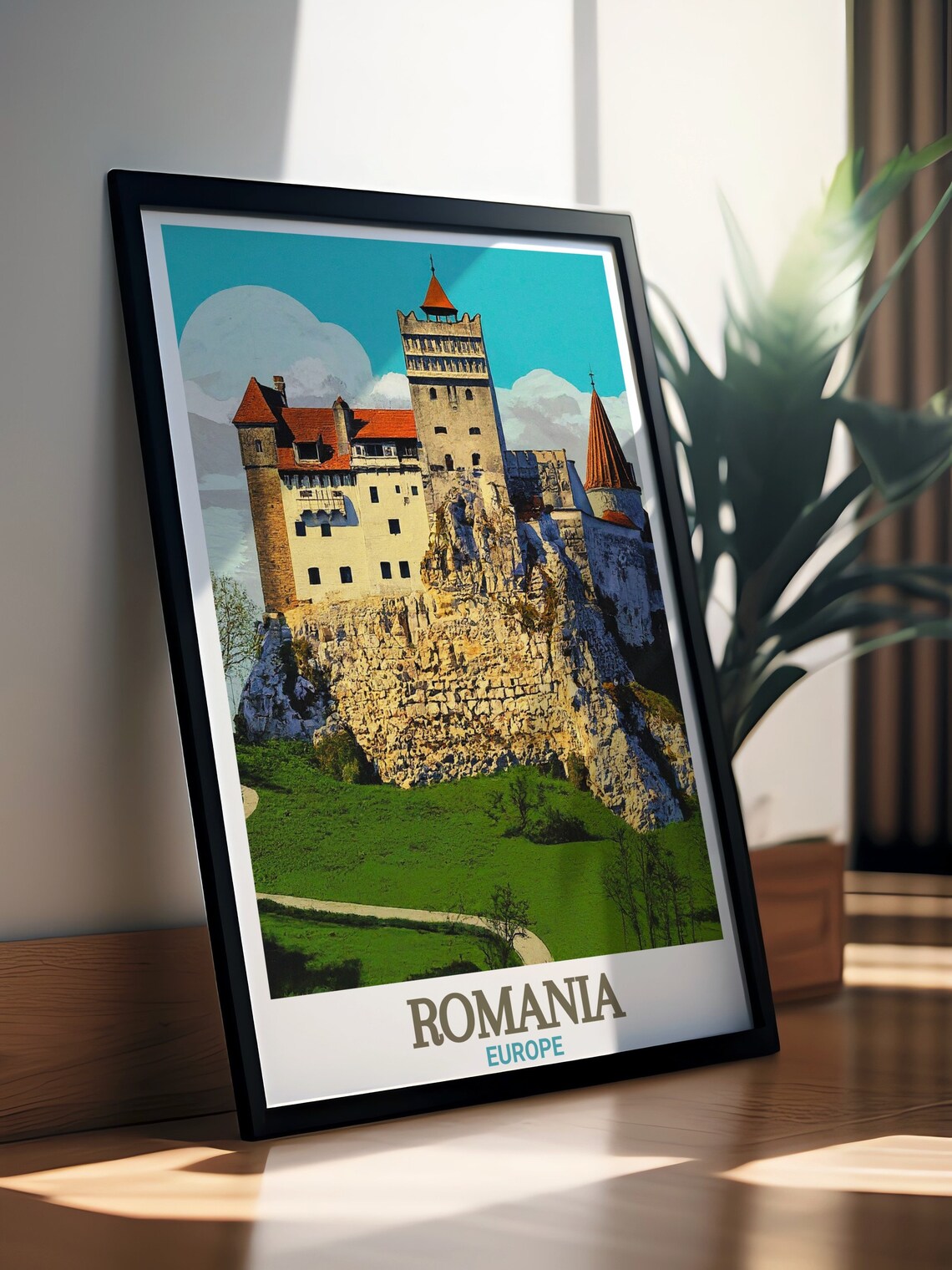 Romania Europe Bran Castle Dracula Cliffside Fortress Travel Poster - Image 3