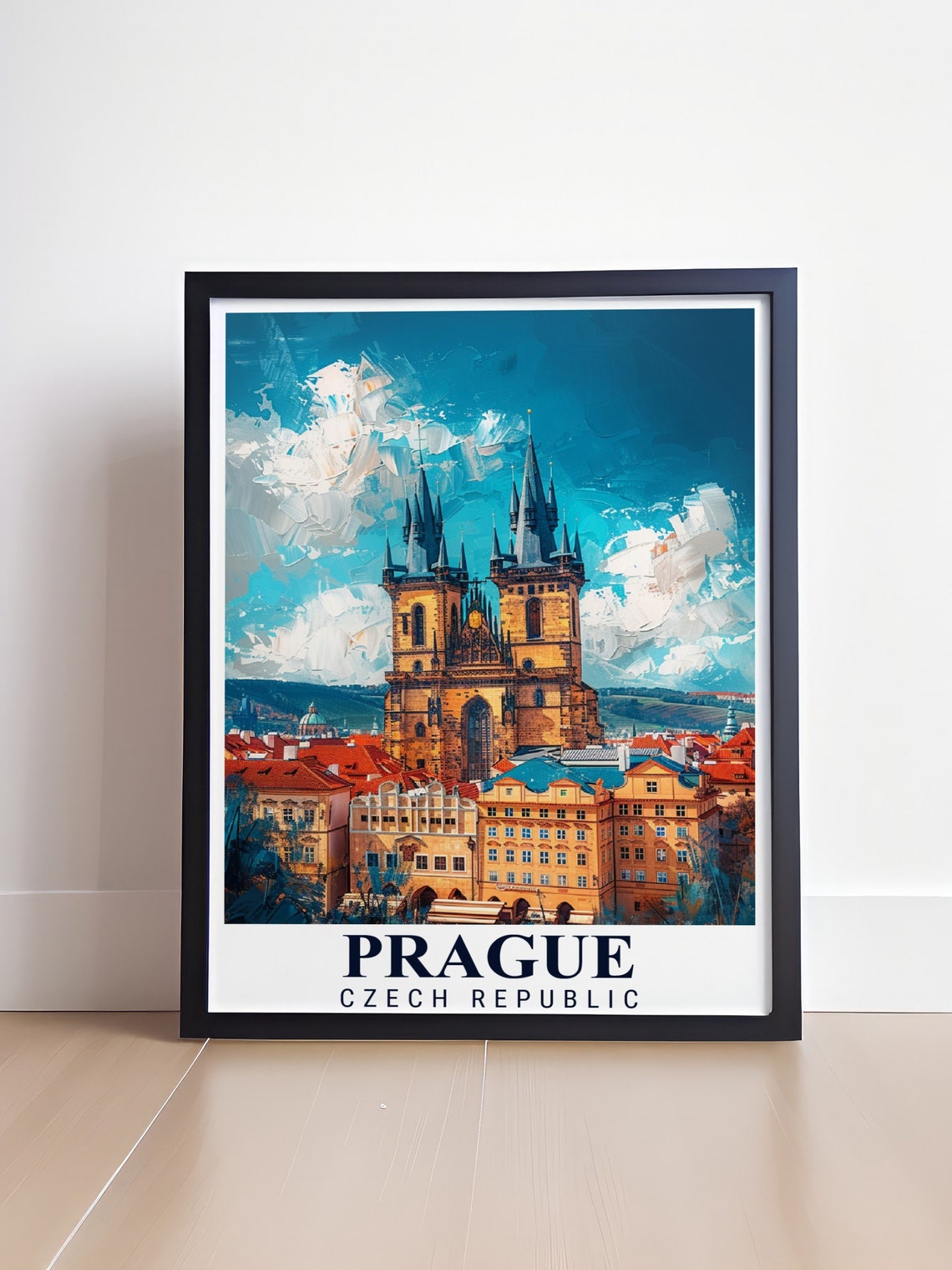 Prague Old Town Square Twin Church Towers Czech Travel Poster - Image 4