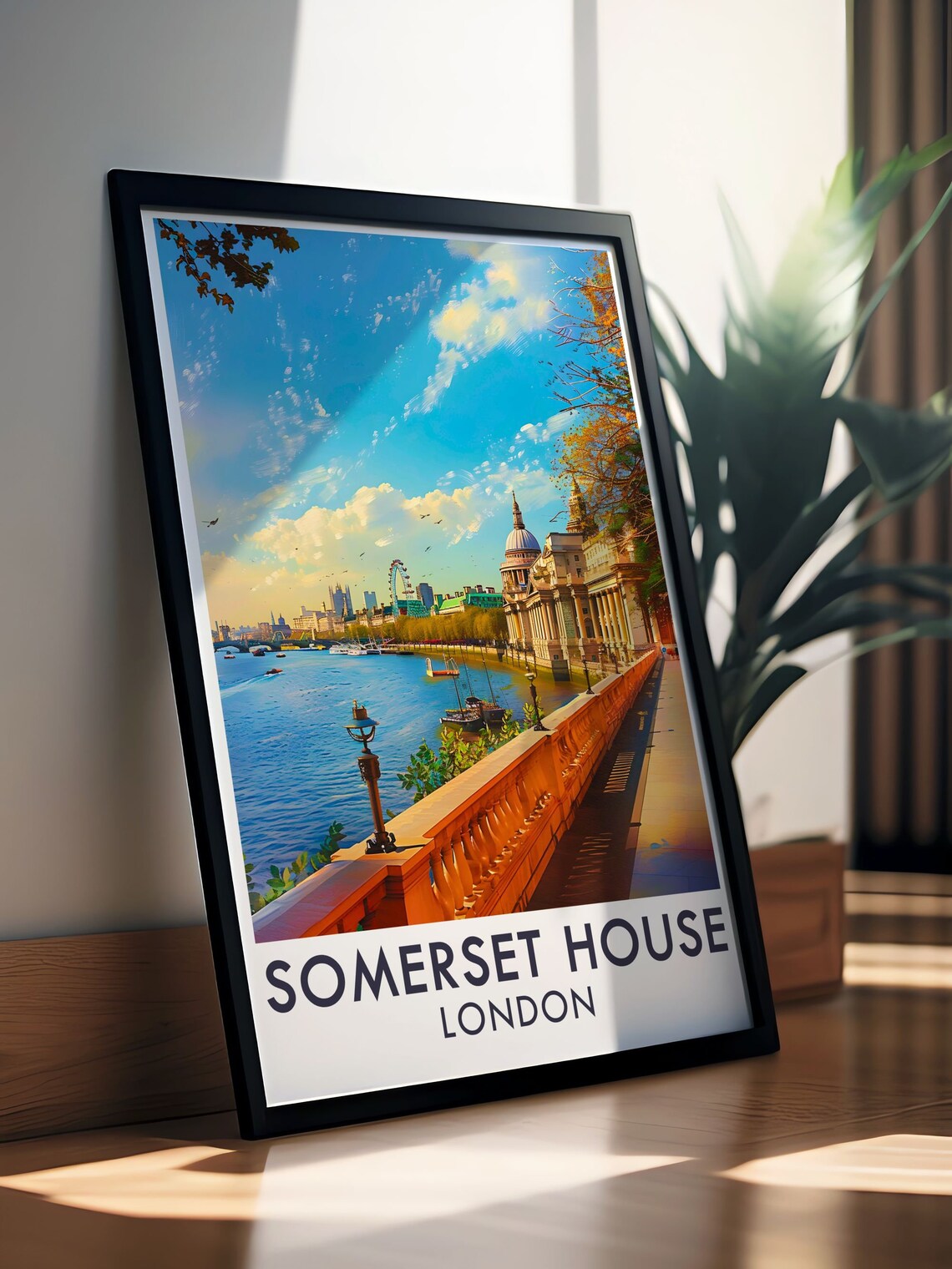 Somerset House London River Terrace Thames Skyline View Travel Poster - Image 2