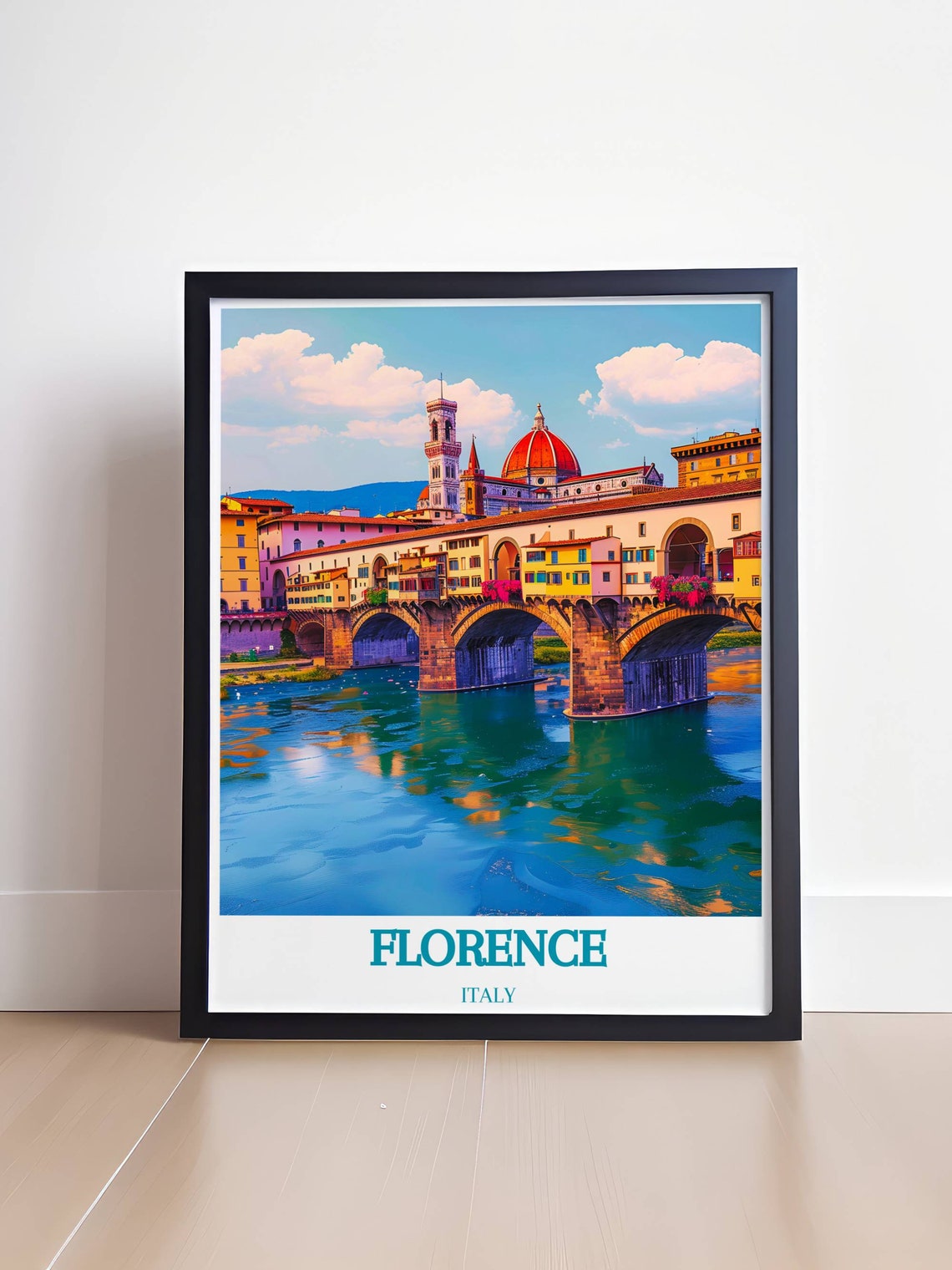 Historic Florence Ponte Vecchio Bridge and Duomo Travel Poster - Image 4