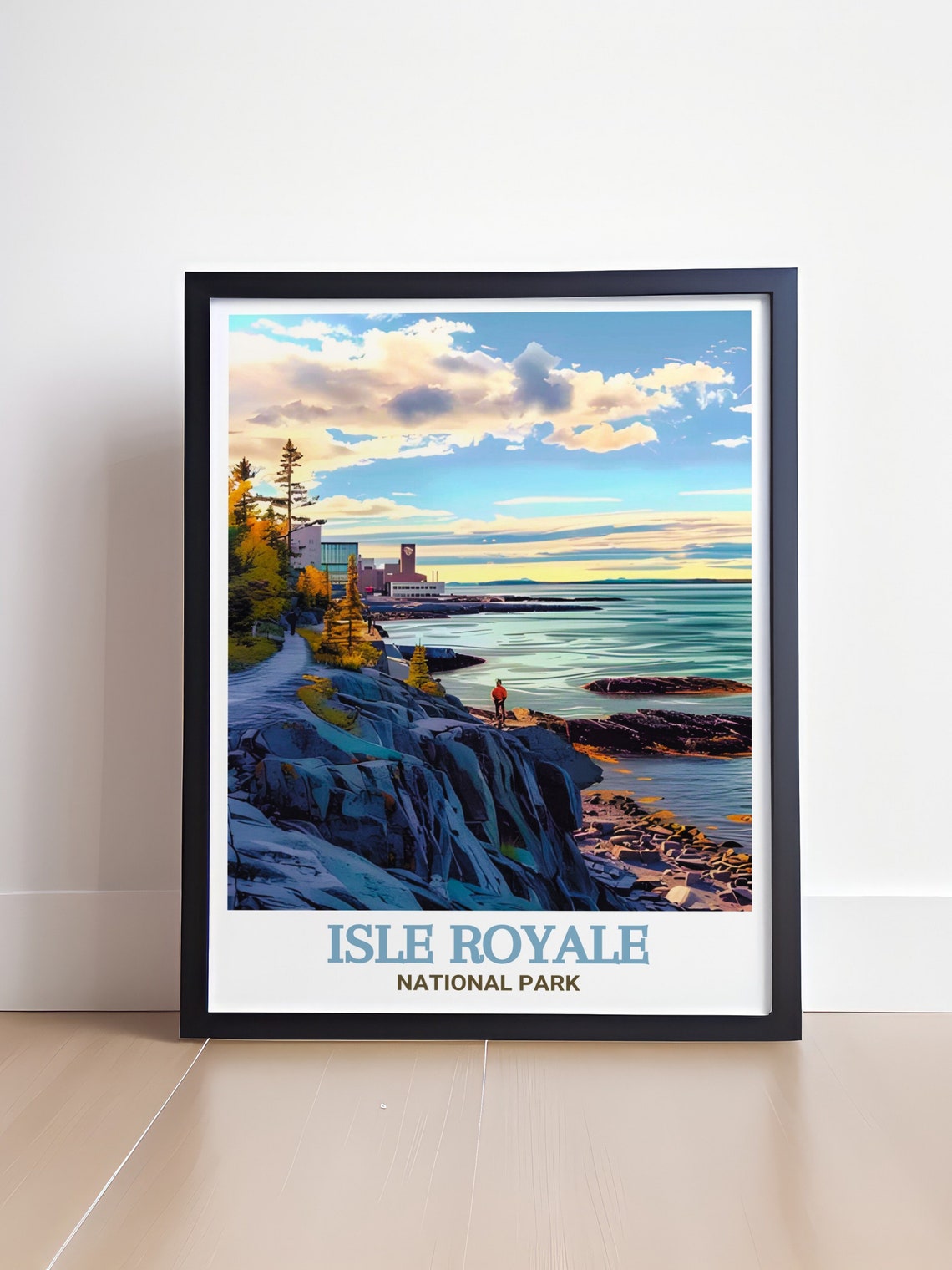Isle Royale National Park Rocky Coast Sunset Hiker Travel Poster - Image 4