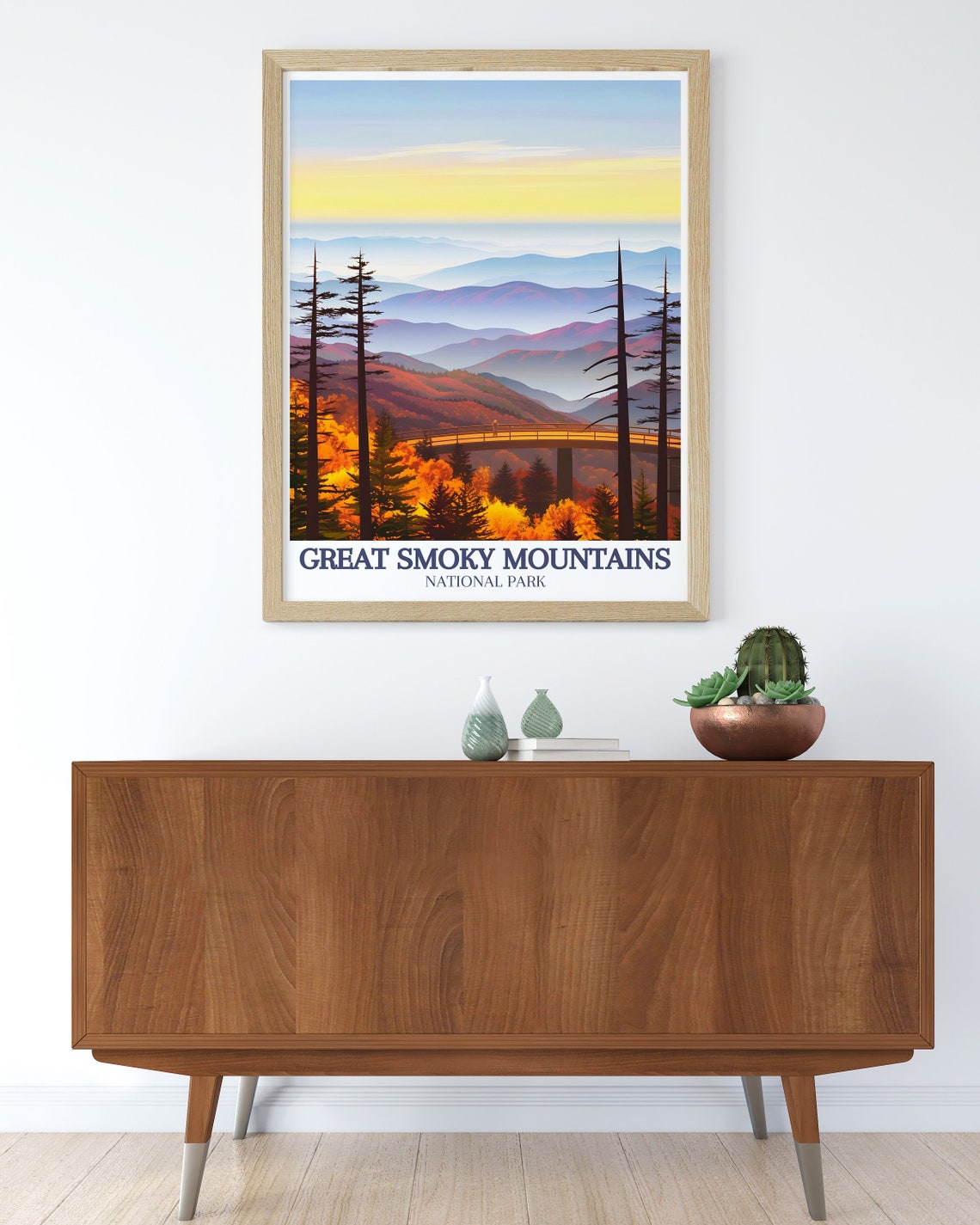 Great Smoky Mountains Clingmans Dome Tower Sunset Autumn Poster - Image 2
