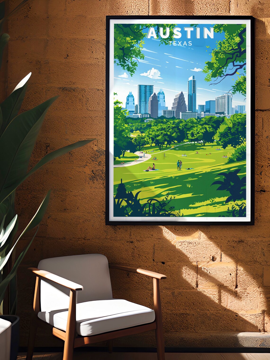 Austin Travel Art Zilker Park City View Poster And Austin Art Zilker Park City View Print Zilker Park City View Print Austin Artwork - Image 2