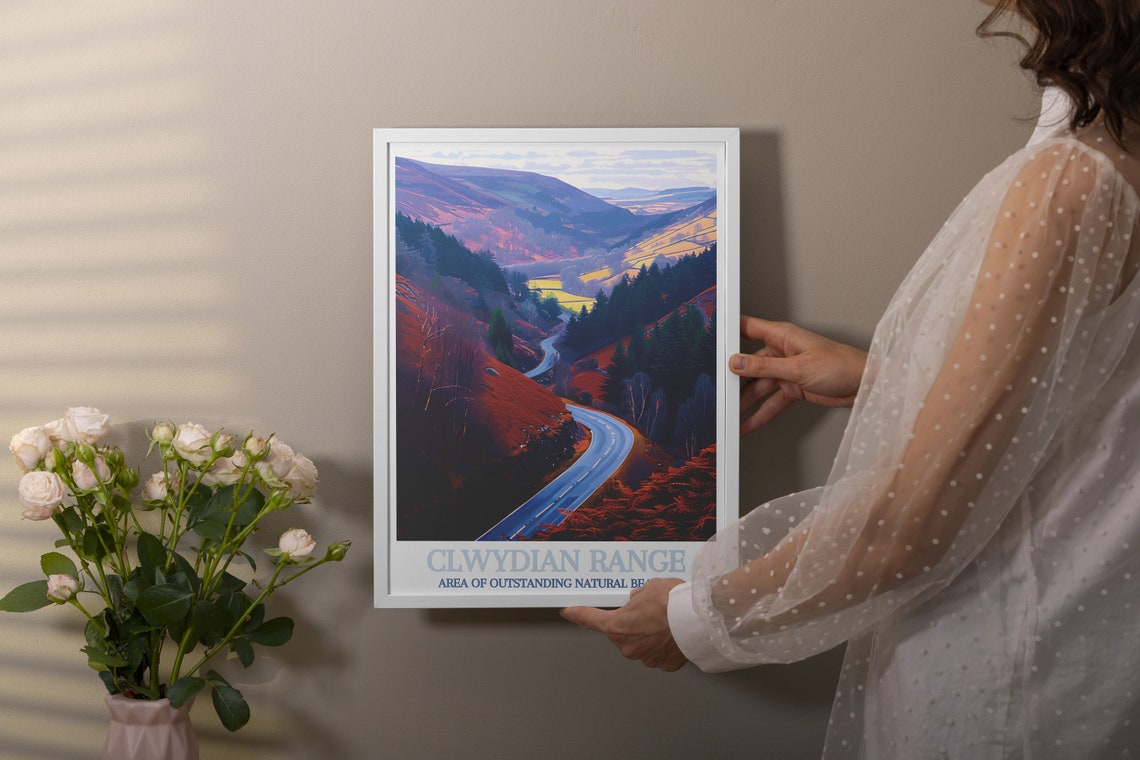 Clwydian Range Winding Mountain Road Through Autumn Valleys Poster - Image 2