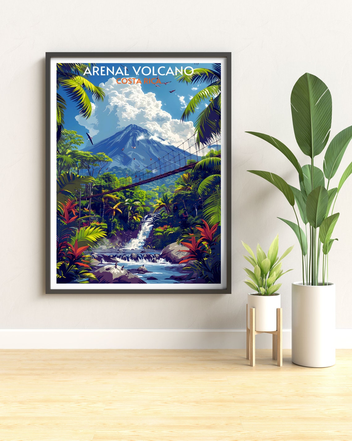 Arenal Volcano Costa Rica Hanging Bridge Lush Waterfall Poster - Image 3